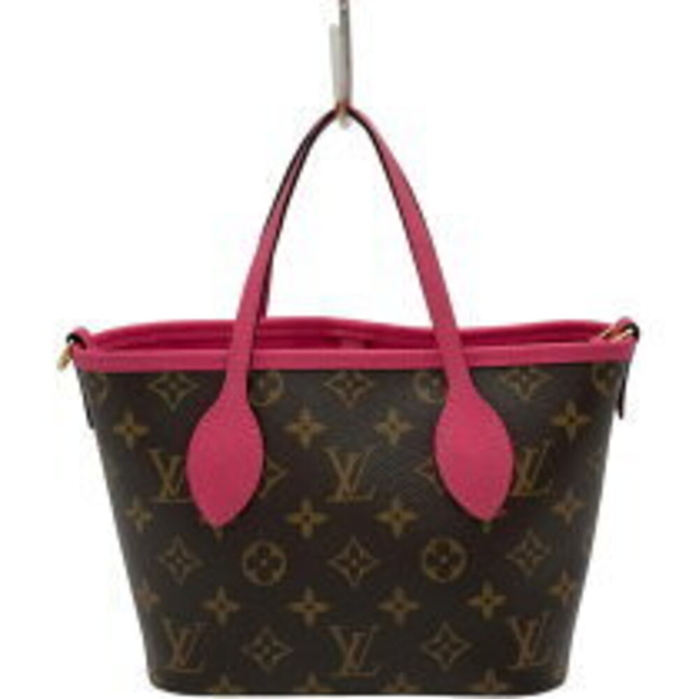 Louis Vuitton Neverfull Handbag Pink Monogram Inside Canvas Out Brown